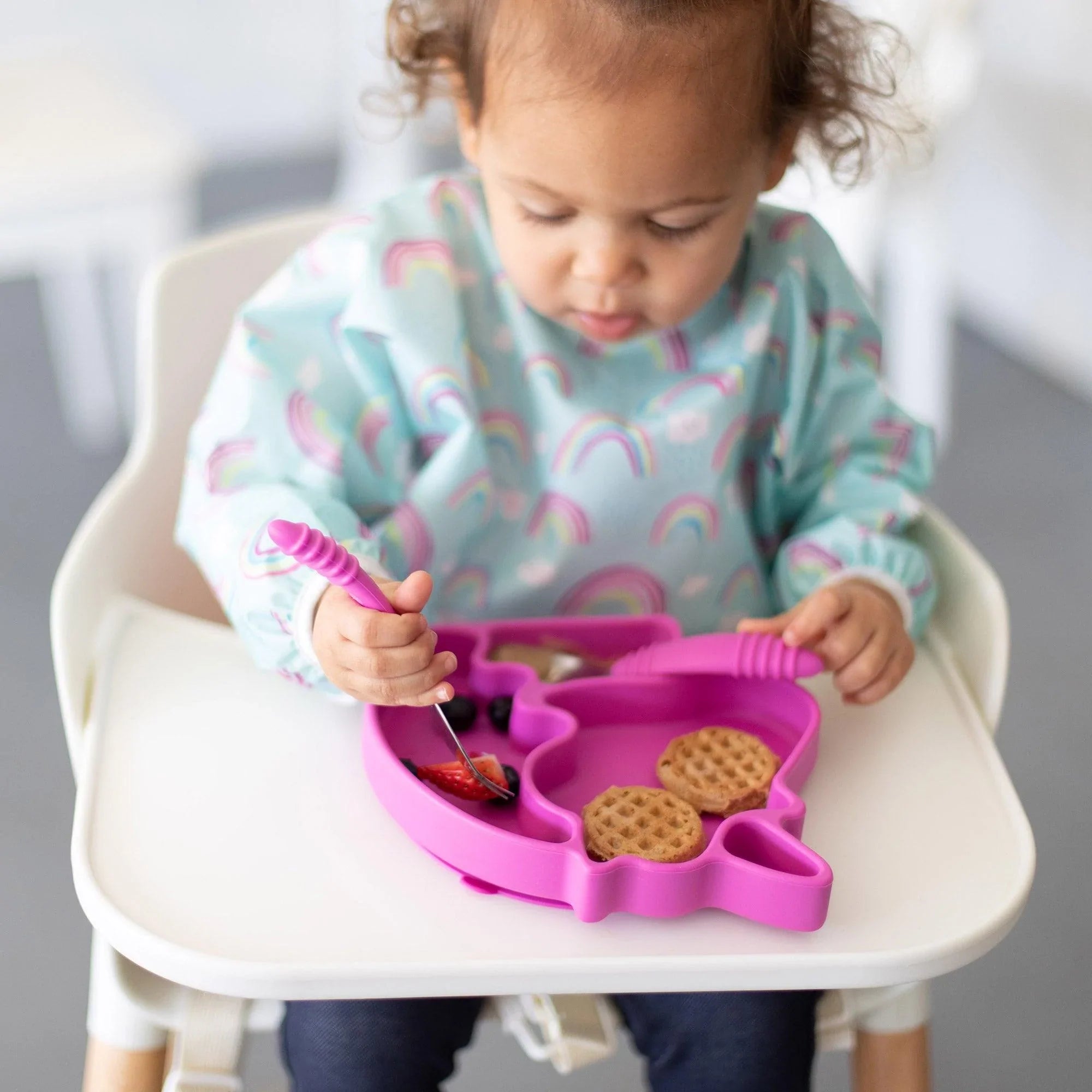 Silicone Toddler Cups with Sraws & Leak-Resistant Lid, Blue, Bumkins