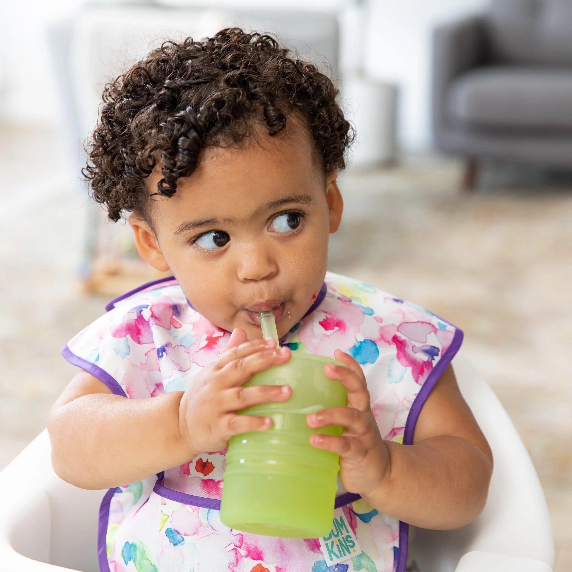 Silicone Toddler Cups with Sraws & Leak-Resistant Lid, Blue