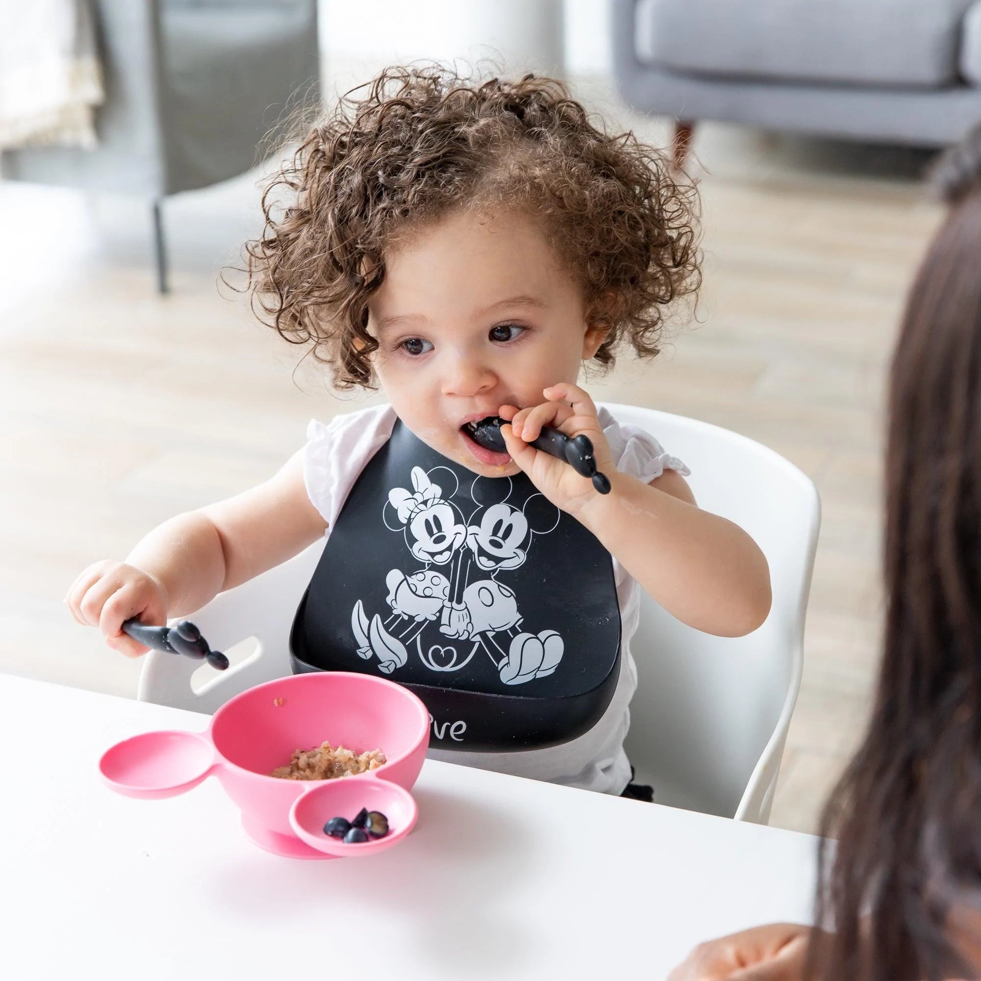 Mickey Mouse Vanilla Sprinkle Silicone Baby Bowl & Spoon Set, Bumkins in  2023