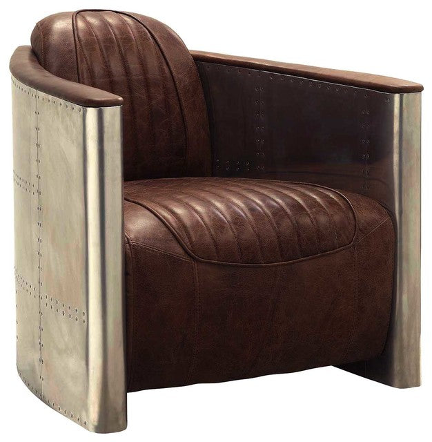 Brancaster Aluminum And Top Grain Leather Accent Chair Retro