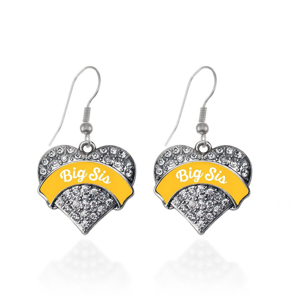 Marigold Big Sis Pave Heart Earrings - SISTERSBRACELETS.COM product image