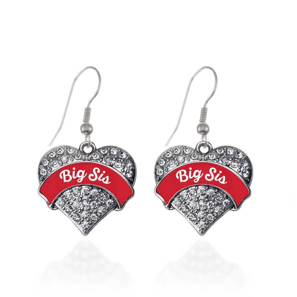 Red Big Sis Pave Heart Earrings - SISTERSBRACELETS.COM product image