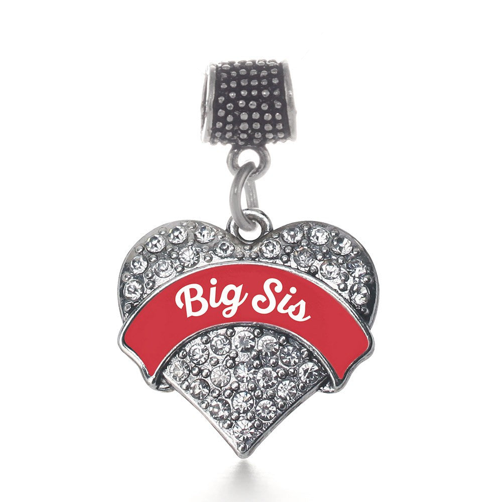 Red Big Sis Pave Heart Memory Charm - SISTERSBRACELETS.COM product image