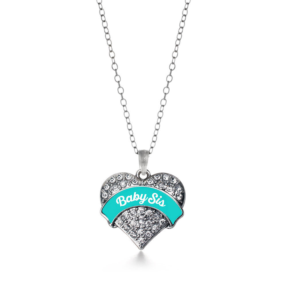 Baby Sis Pave Heart Charm Necklace- Select Your Color ...