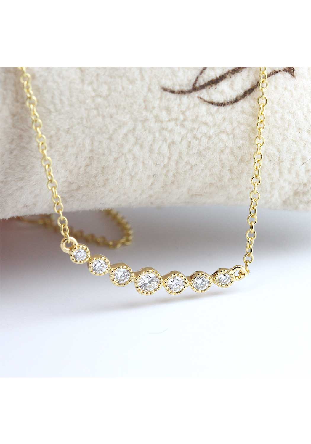 Parade Design 18k Yellow Gold & Diamond Curved Bar Necklace