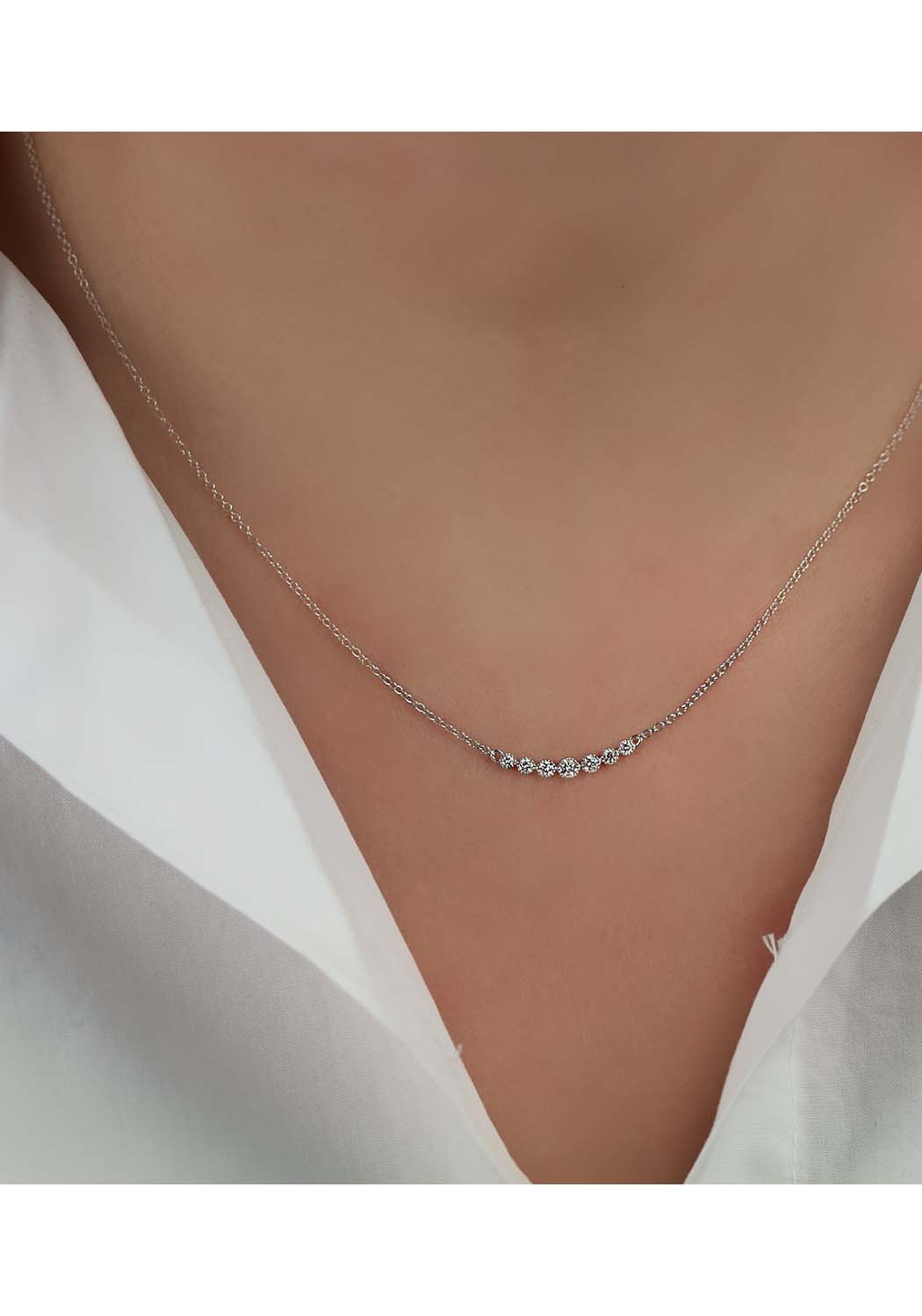 Parade Design 18k White Gold & Round Diamond Curved Necklace
