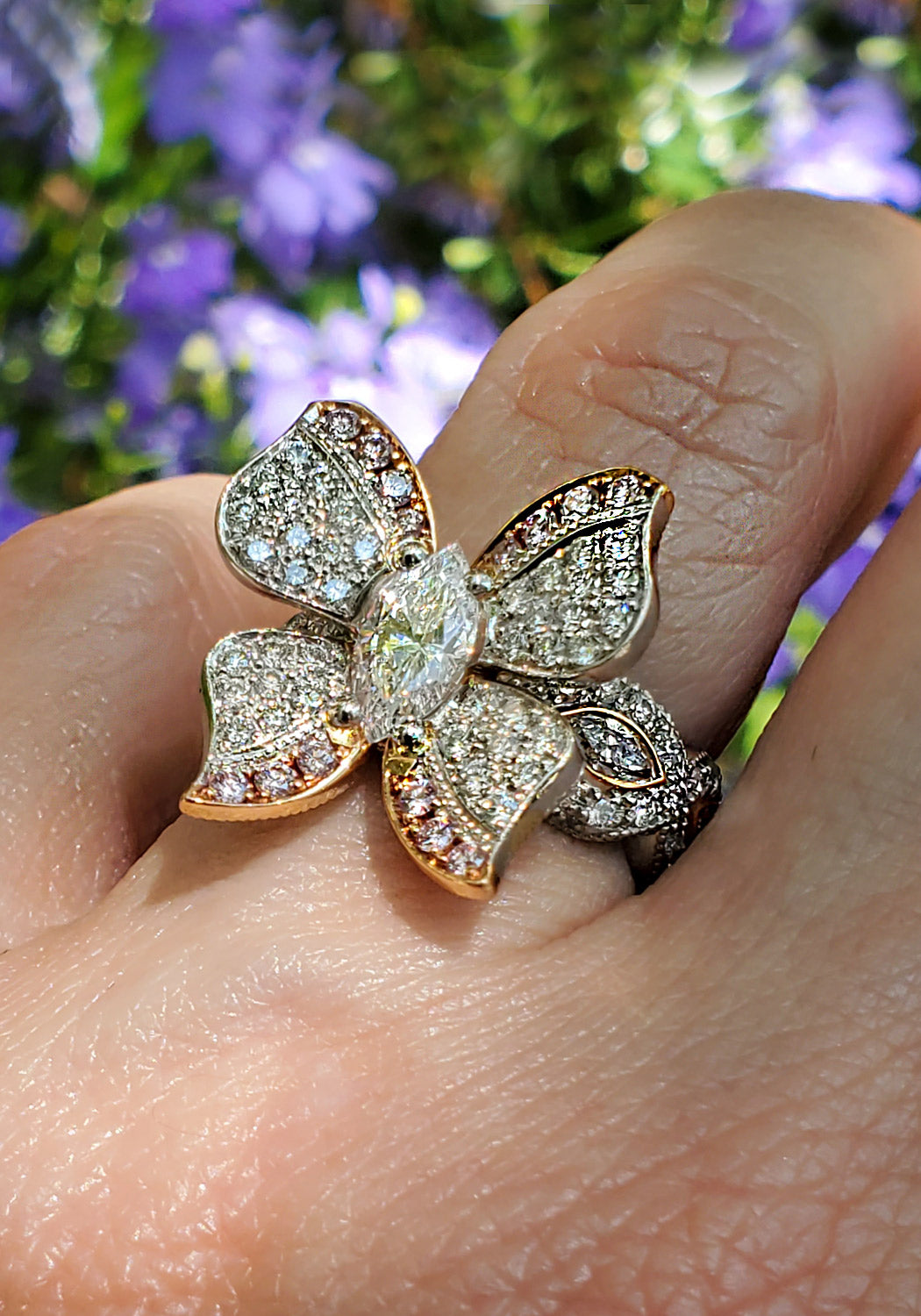 Platinum 18KRG Semi-Mount Diamond Butterfly Ring
