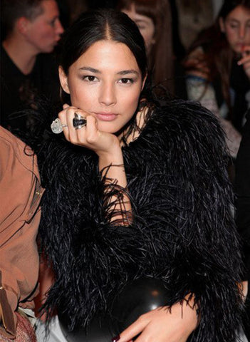 Jessica Gomes wears the Crystal Skull Ring and Onyx Talon Ring at Mercedes-Benz Fashion Week Australia 2011