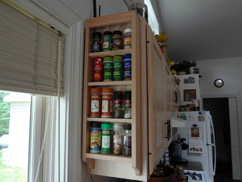 End of Cabinet wood spice rack.