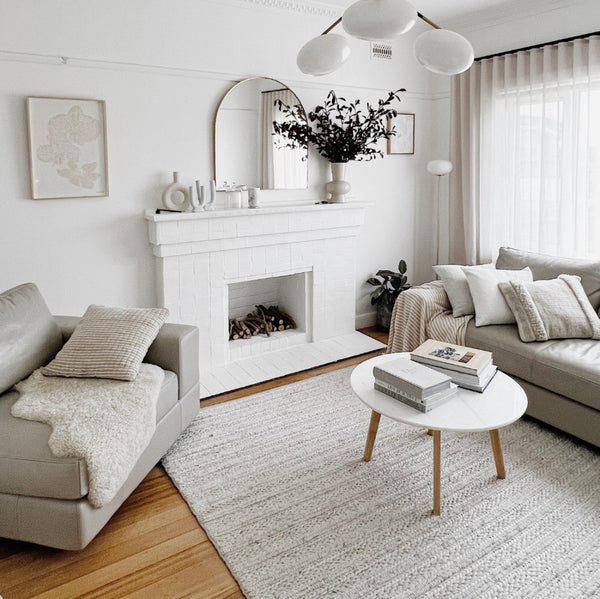 Mandurah Ivory Wool Rug in Living Room | Simple Style Co
