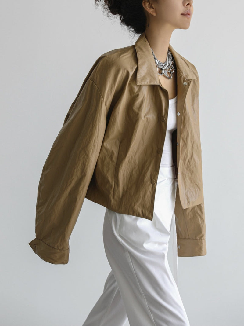 ECO LEATHER CROPPED COACH JACKET – MINUSEY