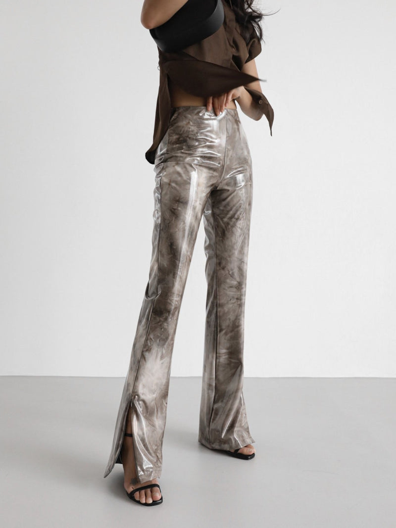 TIE-DYE ENAMEL FLARED PANTS – MINUSEY