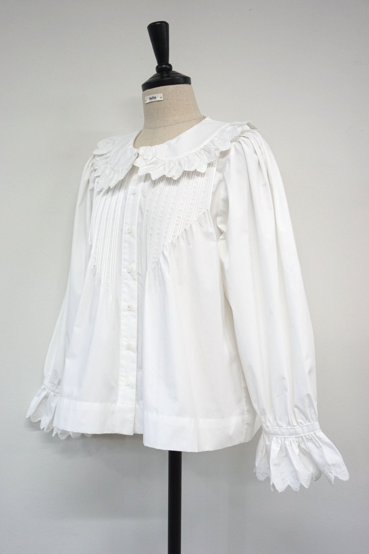 RUFFLE SHAWL COLLAR COTTON BLOUSE – MINUSEY