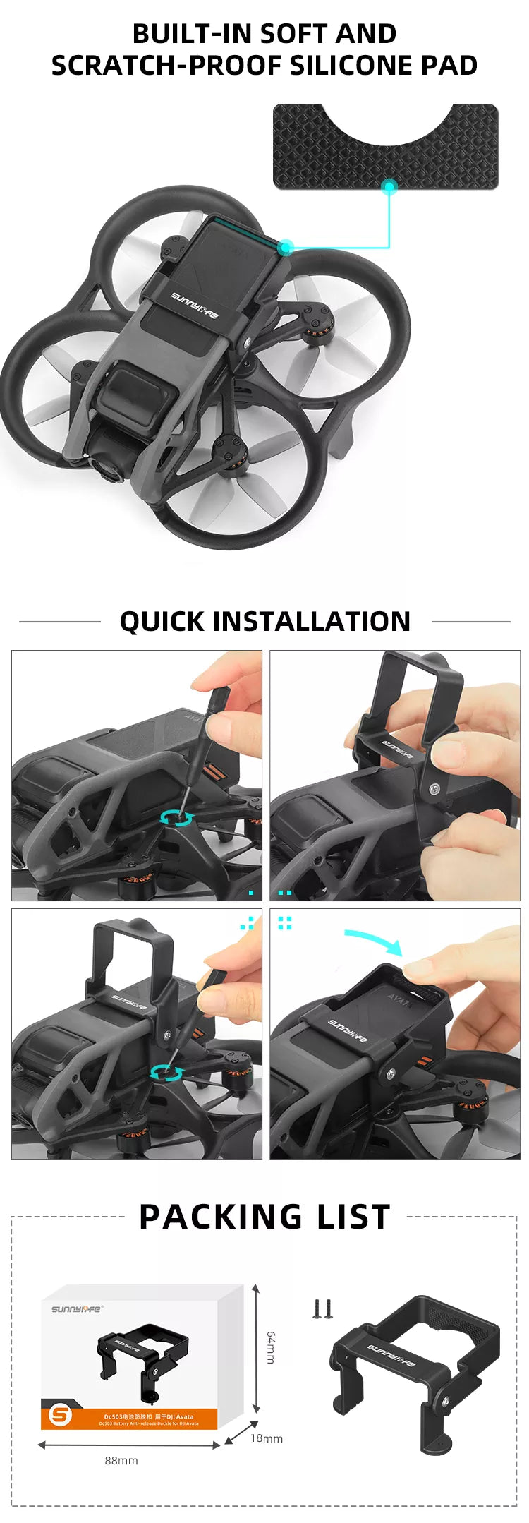 Arceau anti-éjection de batterie SunnyLife pour DJI Avata