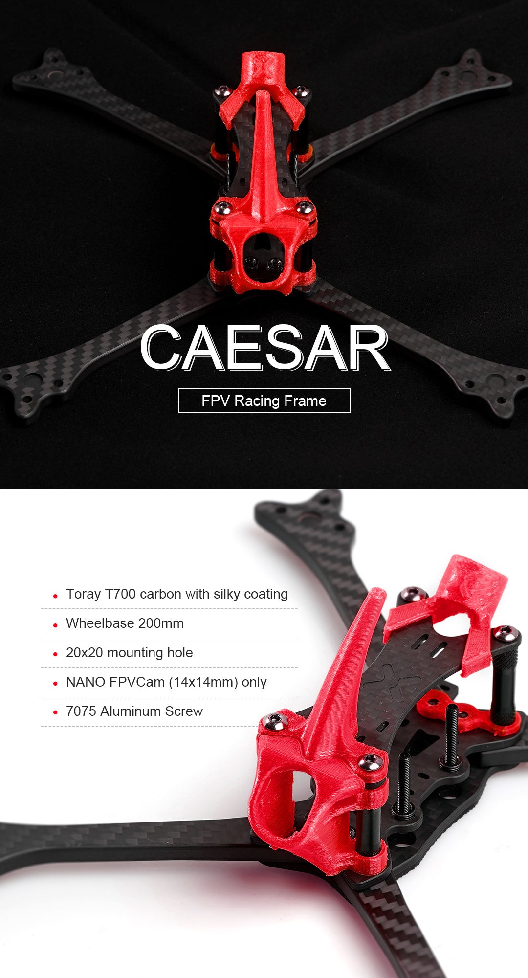 Foxeer 5" Caesar Racing Frame T700 Features