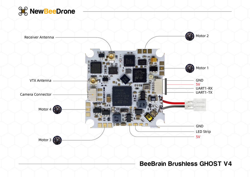 BeeBrain BLV4 Ghost flight controller wire diagram Top