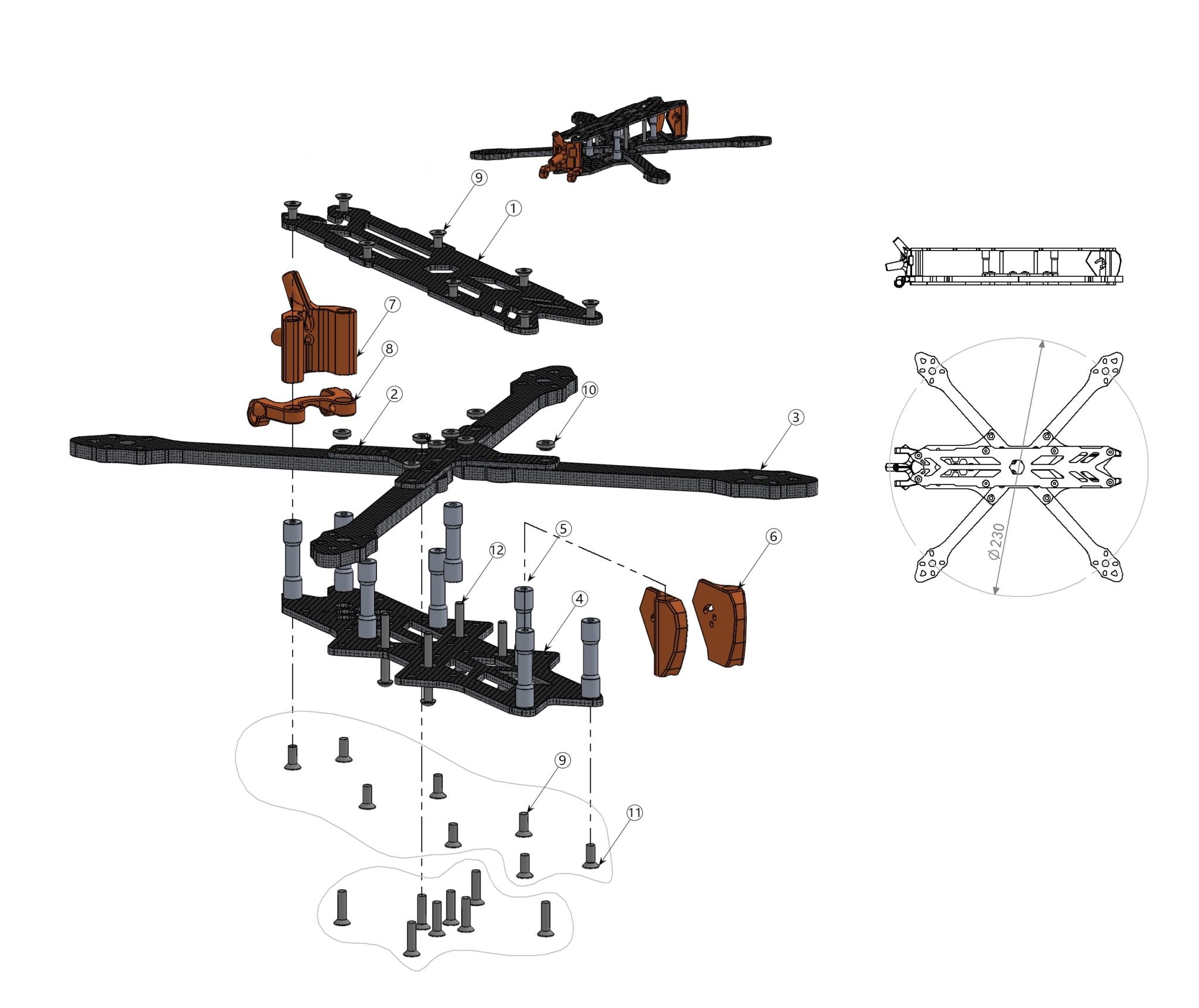 RUSHFPV STP Gunn V2 5” Freestyle FPV Drone Frame assemble guide