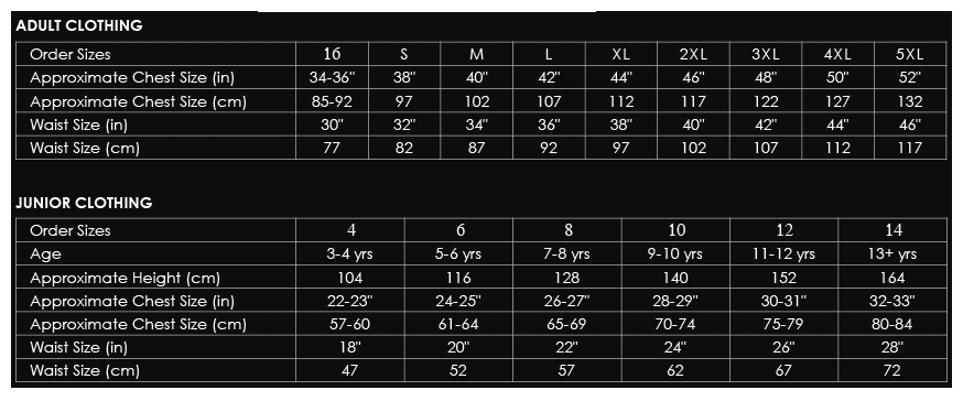 Kookaburra Pads Size Chart