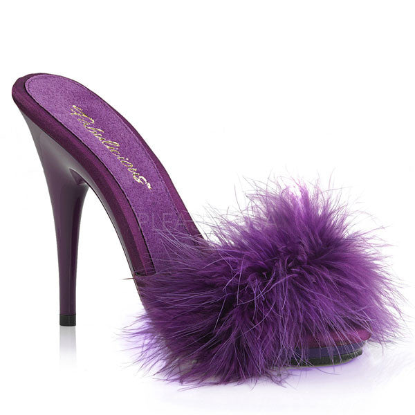 fluffy marabou stiletto mules