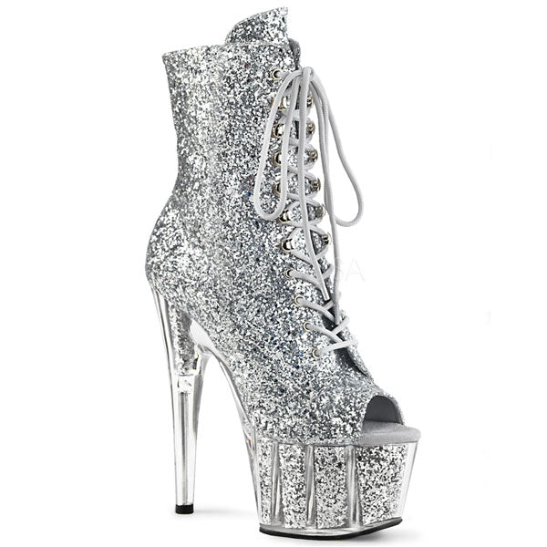 silver glitter platform shoes