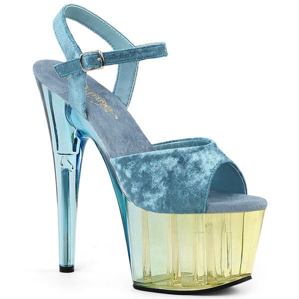 blue velvet platform shoes