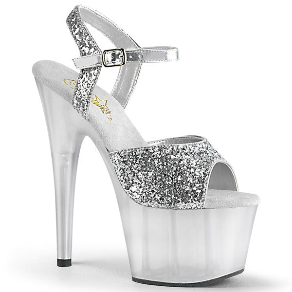 silver sparkly platform heels
