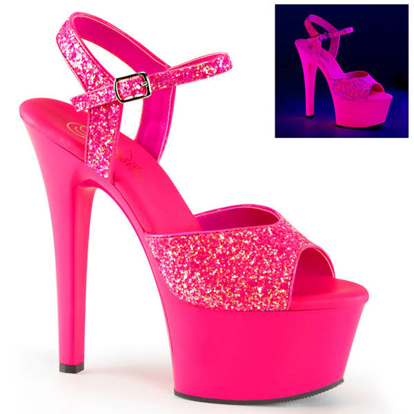 pink glitter platform heels
