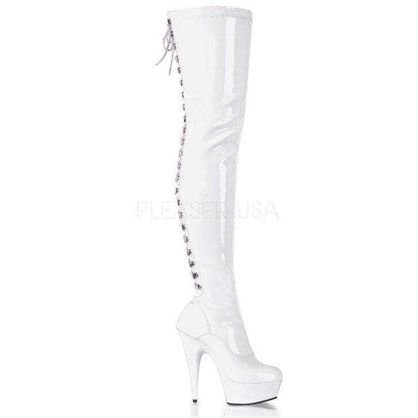 Pleaser DELIGHT-3063 White Thigh High 