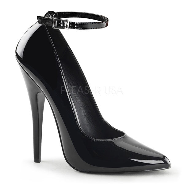 black high heel pumps with ankle strap