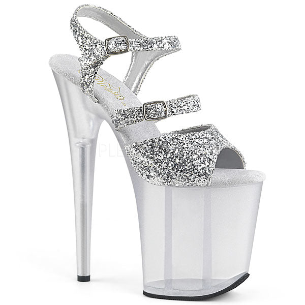 strappy silver platform heels