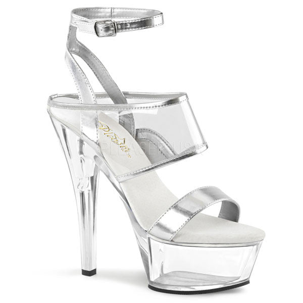 strappy silver platform heels