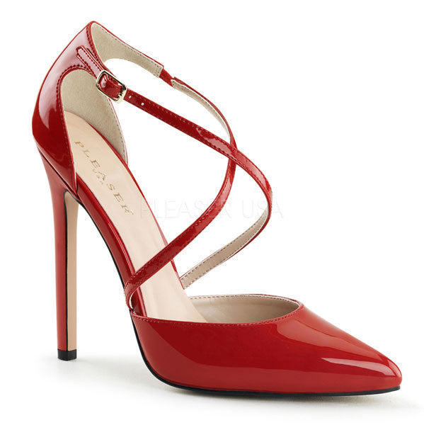 red pointed toe strappy heels