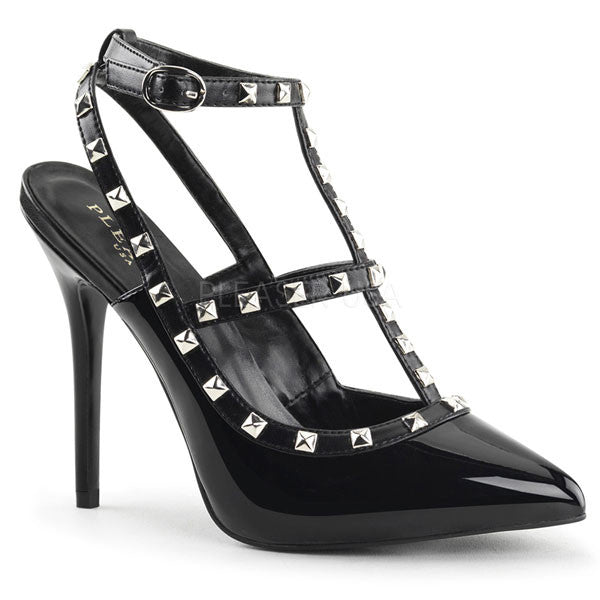 t strap studded heels