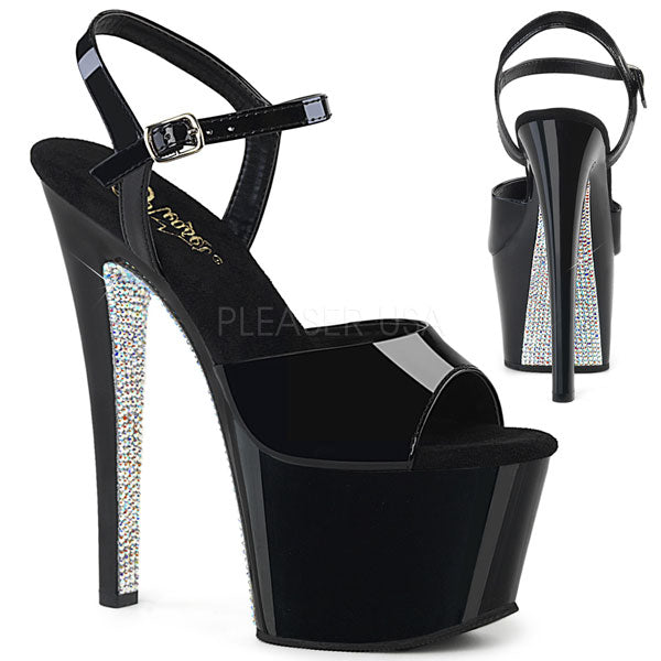 black rhinestone platform heels