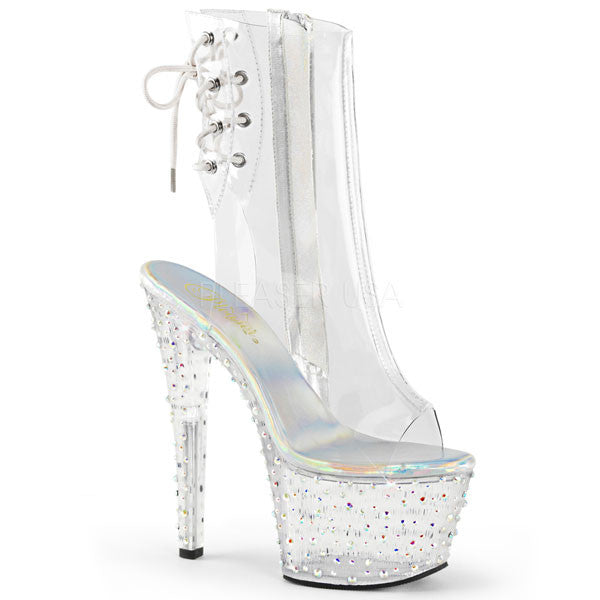 clear pleaser boots