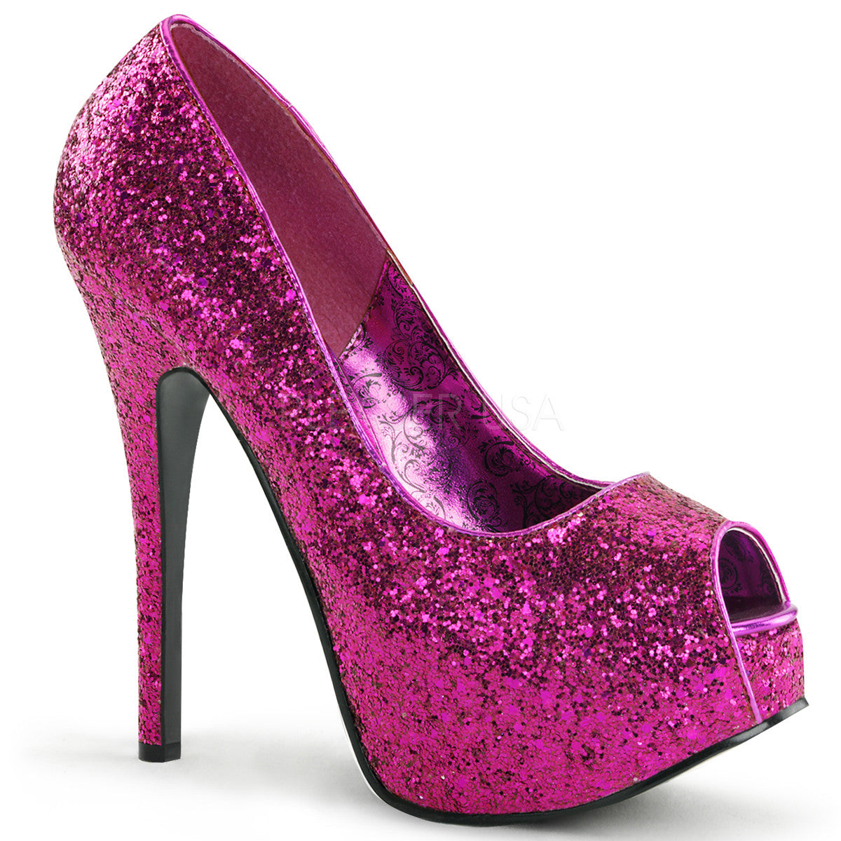 glitter platform pumps