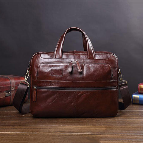 ROCKCOW Real Leather Messenger Bag Cross Body Satchel Brown Bag Briefc ...