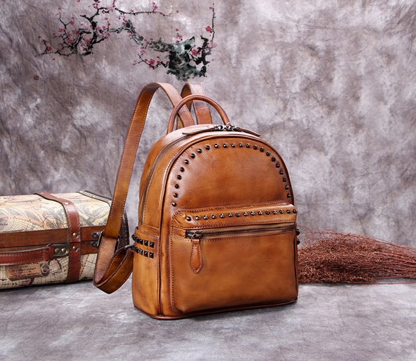 Full Grain Leather Ladies Satchel Bag, Vintage Woman Backpack, Shoulde ...