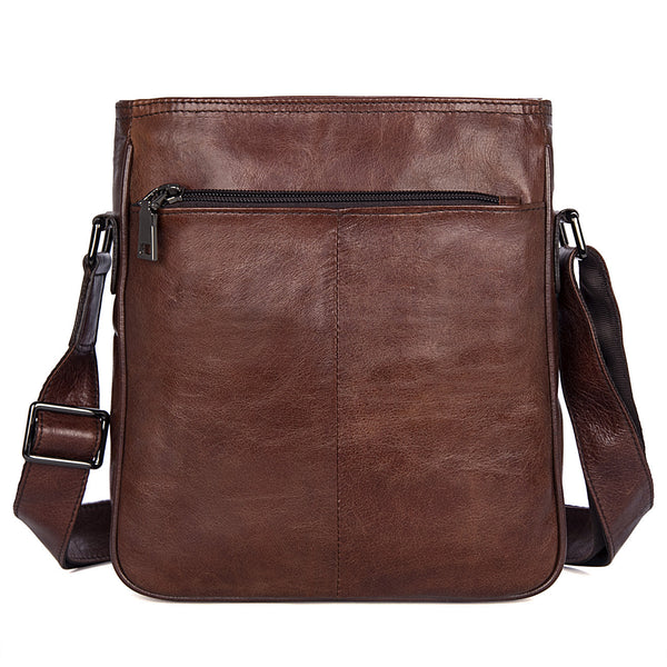 Full Grain Leather Crossbody Bag For Men, Vertical Messenger Bag, Mens ...