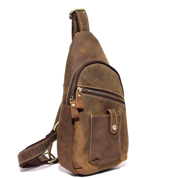Top Grain Leather Travel Hiking Single Strap Shoulder Backpack Sling B – ROCKCOWLEATHERSTUDIO
