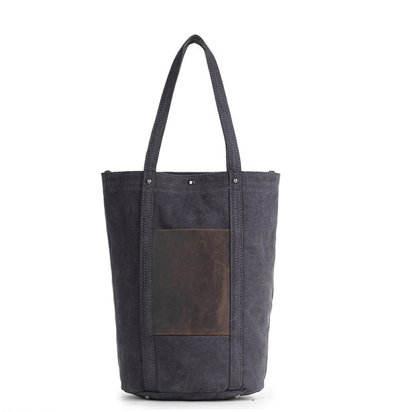 Canvas Top Grain Leather Tote Bag, Women Shoulder Bags, Shopper Bag, V – ROCKCOWLEATHERSTUDIO