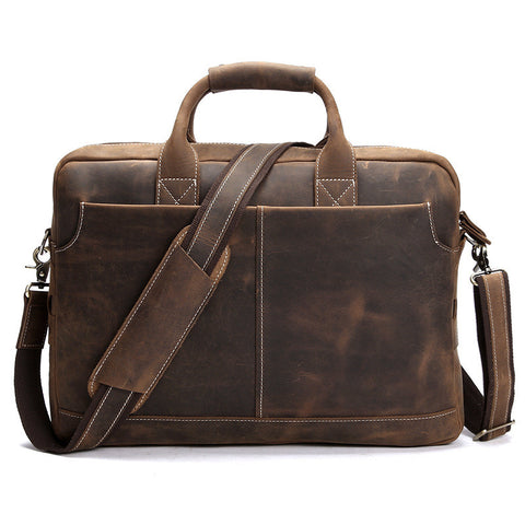 Vintage Style Leather Briefcase Messenger Bag Satchel Bag Crossbody Sh ...