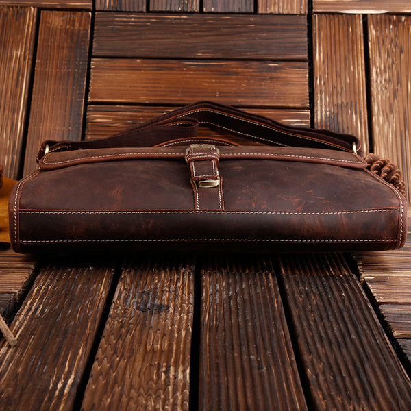 ROCKCOW Classic Leather Messenger Satchel Laptop Leather Briefcase Bag ...