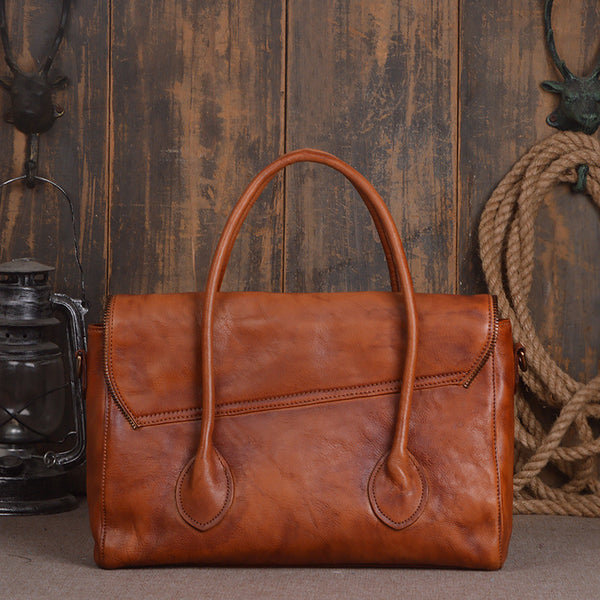 ROCKCOW Women's Vintage Genuine Leather Tote Shoulder Bag Satchel Bag ...
