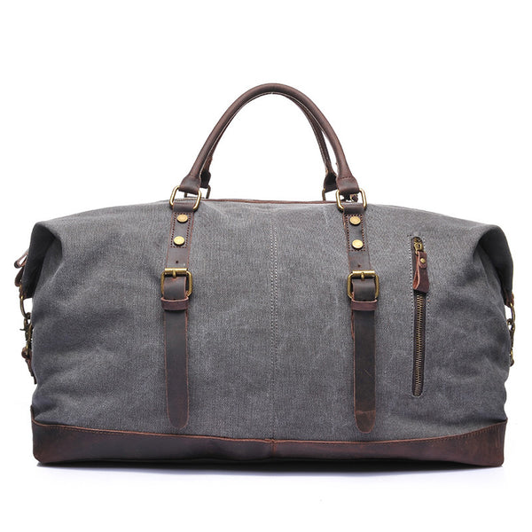 Vintage Canvas Leather Shoulder Bag Canvas Duffle Bag Crossbody Travel ...