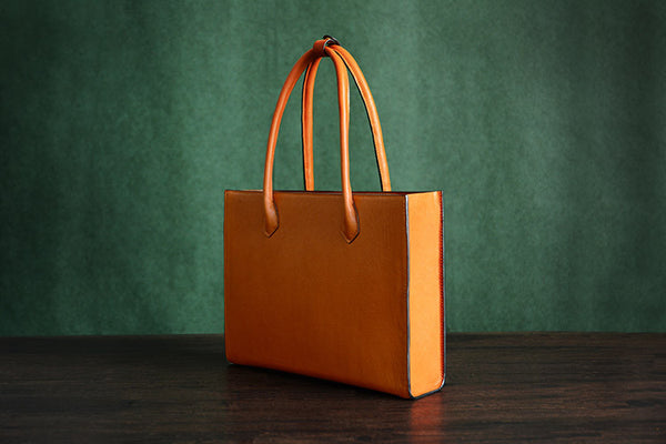 100% Handmade Italian Vegetable Tanned Leather Tote Bag, Shoulder Bag ...