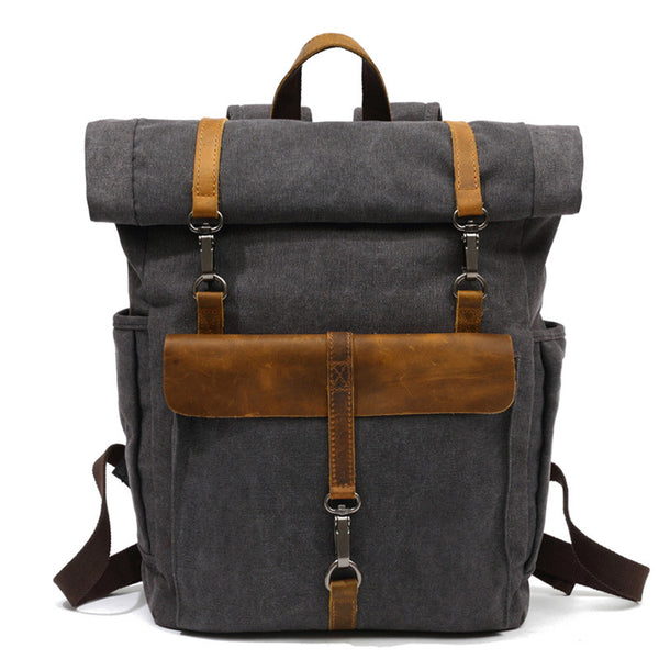 Canvas Leather Backpack, Laptop Backpack, Vintage Rucksack, Waterproof ...