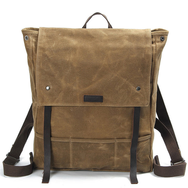 Waxed Canvas Leather Backpack Waterproof Rucksack Mens Canvas Backpack – ROCKCOWLEATHERSTUDIO