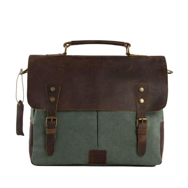 canvas and leather messenger bag