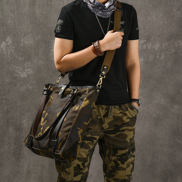 Canvas Men Tote Bag Camouflage Shoulder Bag Vintage Men Messenger Bag ...